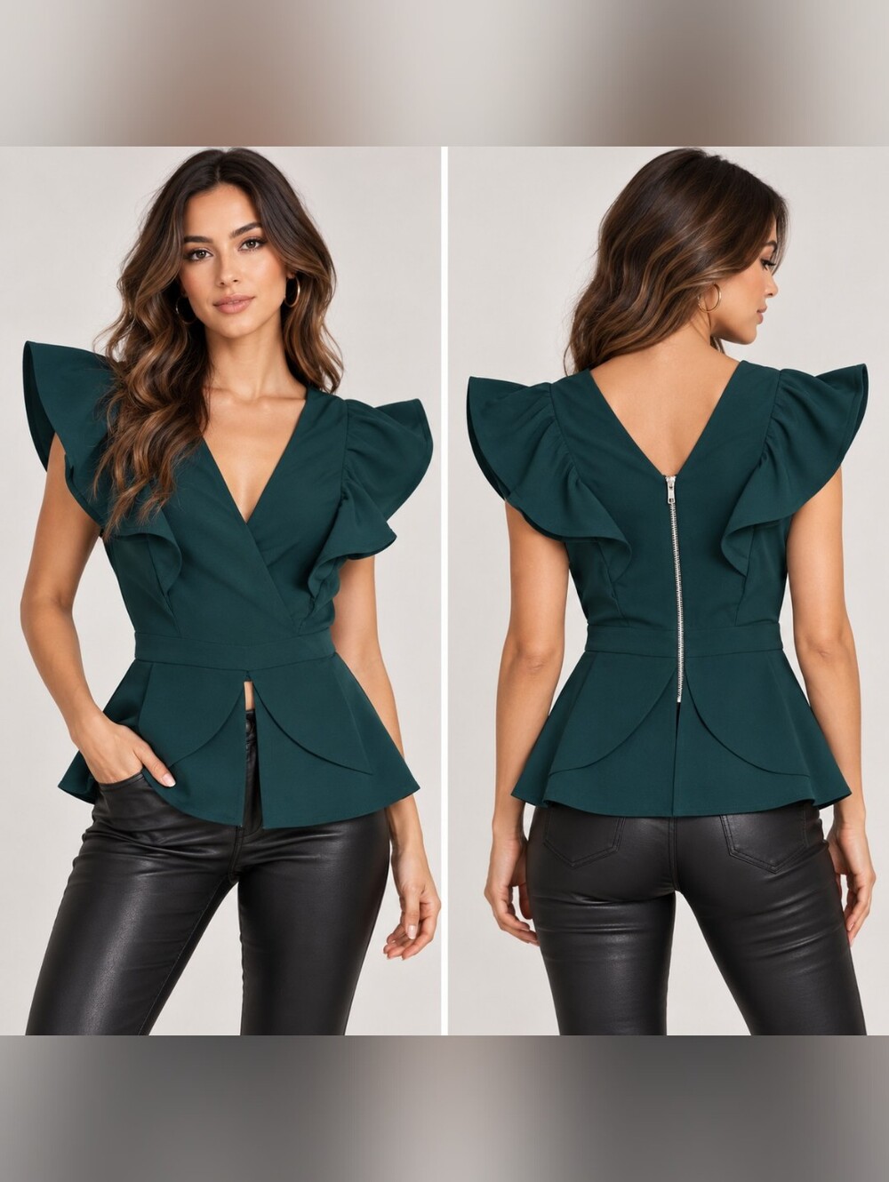 Windsor Emerald Butterfly Sleeves Blouse Cutout Pleaded Size Small